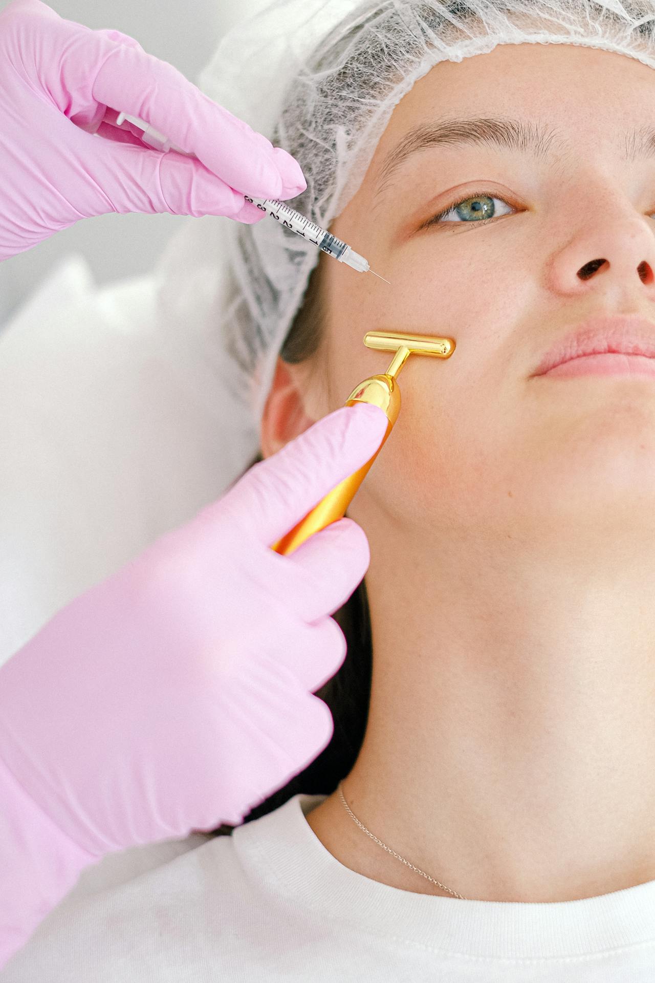 Woman receiving neurotoxin treatment for upper face