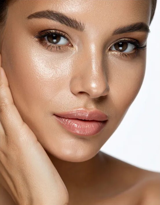 Woman with glowing hydrated skin after PDRN skin booster treatment